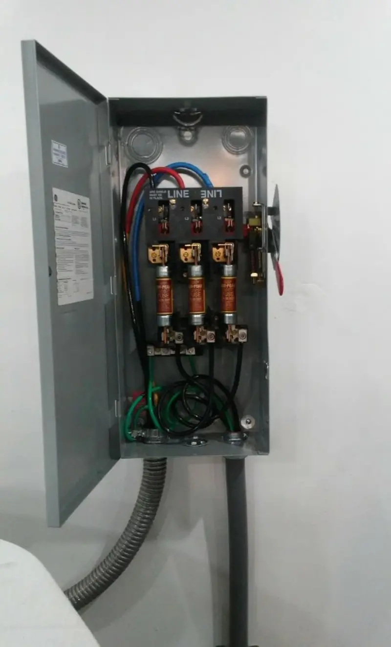 Three-phase disconnect switch installed for Smoke Detector Installation in Stroud